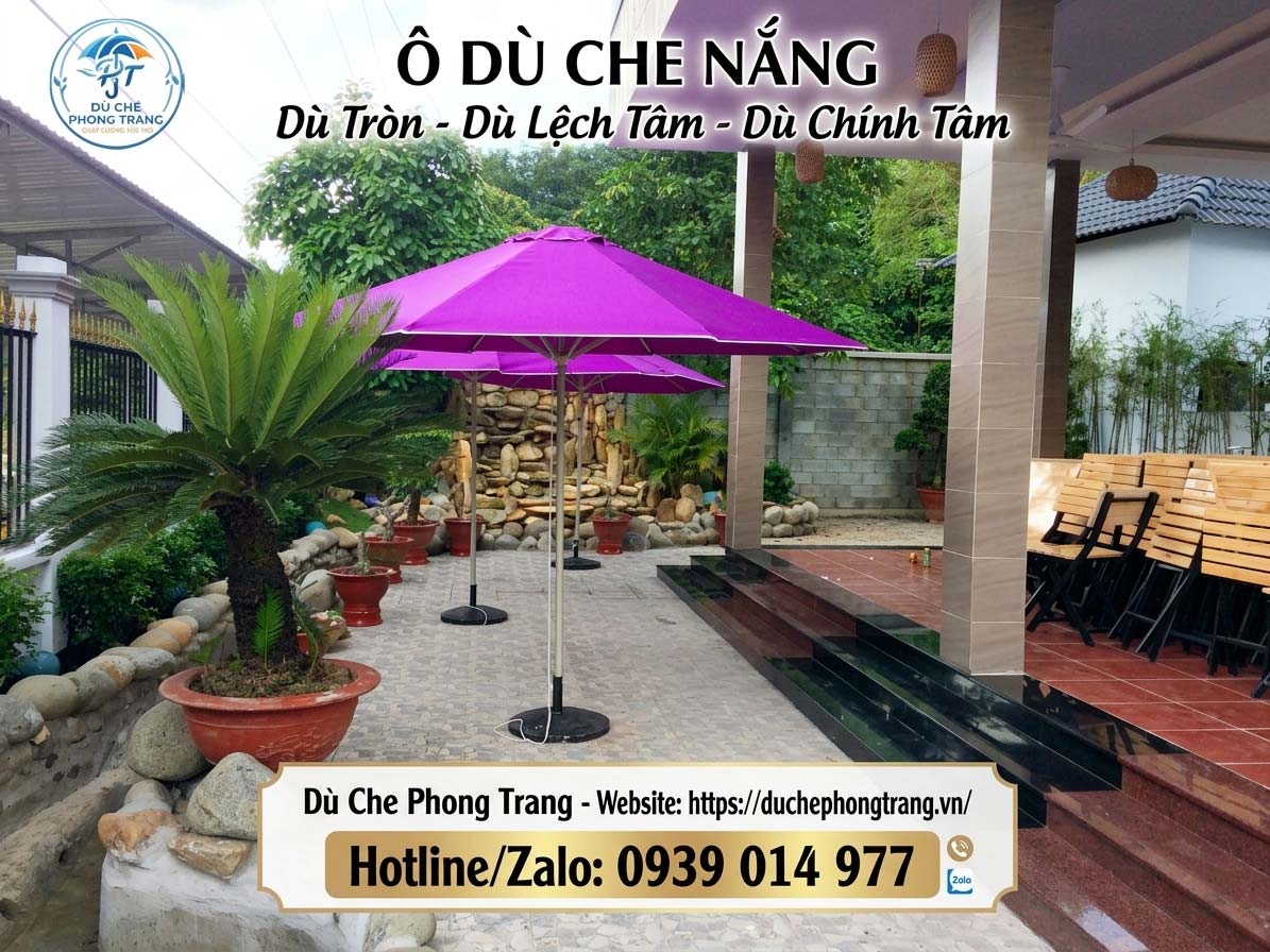 Dù Che Nắng Cho Quán Cafe Ngoài Trời Ở Bác Ái, Dù Di Che Động Tại Ninh Thuận