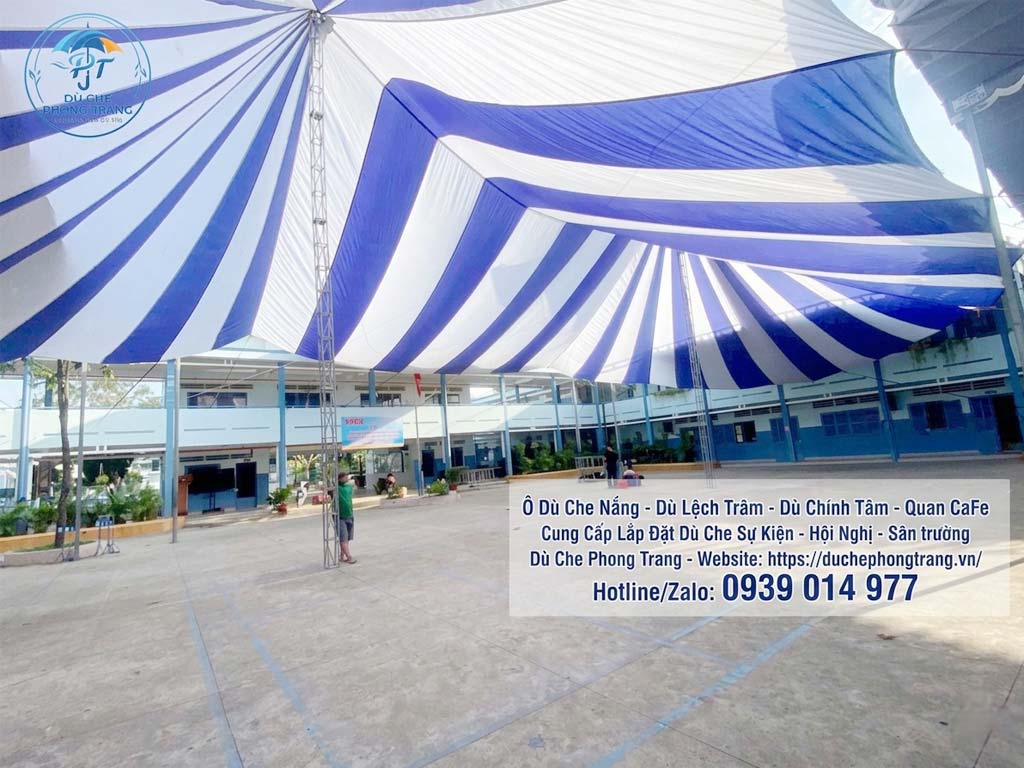Hướng Dẫn Cách Lắp Đặt Dù Che Sân Trường Sự Kiện Đơn Giản Tại Hóc Môn